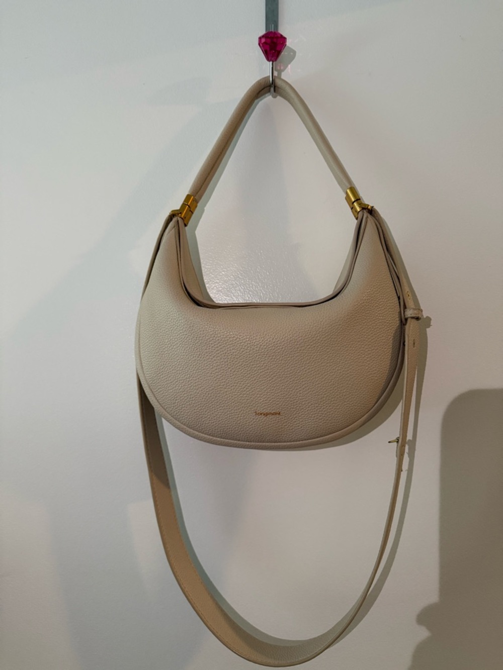 Songmont Luna Bag in Ivory - 4-in-1 Leather Crescent Shoulder Bag - Women